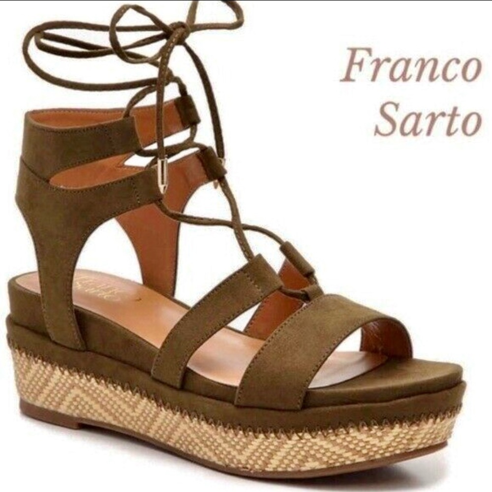 Franco Sarto Olive Suede Gladiator Sandals